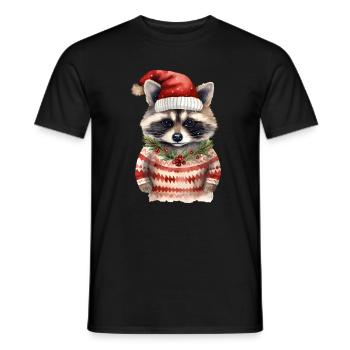 Waschbär Weihnachtspullover - Männer T-Shirt - Schwarz - Vorne - AI Model Male 178 light (178cm)