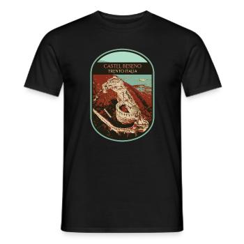 Illustration Schloss Beseno, Trient, Italien - Männer T-Shirt - Schwarz - Vorne - AI Model Male 178 light (178cm)
