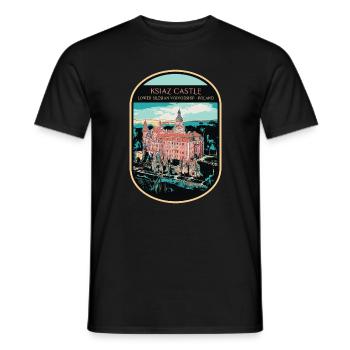 Illustration der Burg Ksiaz, Niederschlesien - Männer T-Shirt - Schwarz - Vorne - AI Model Male 178 light (178cm)