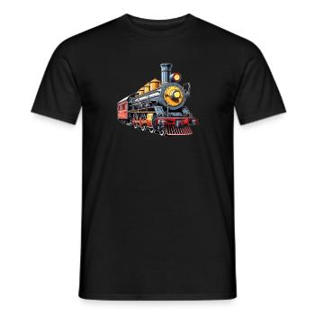Steam Train Cartoon Nostalgia - Men's T-Shirt - black - Front - AI Model Male 178 light (178cm)