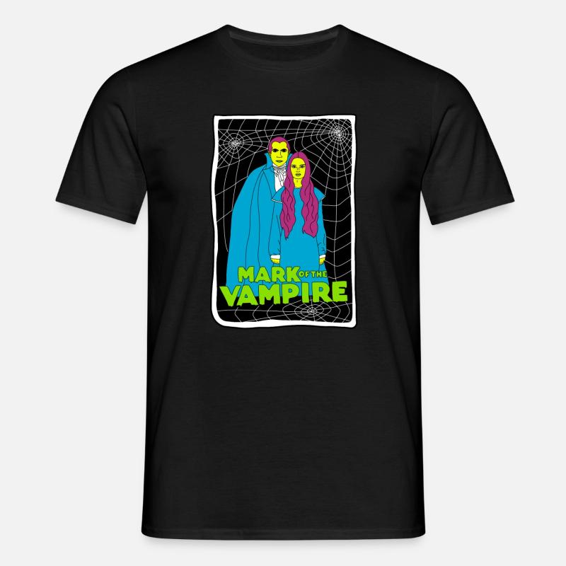 Vampire Duo with Spiderweb Background - Men's T-Shirt - black