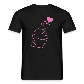 Finger heart k-pop K-drama 2 colors - Men's T-Shirt - black - Front - AI Model Male 178 light (178cm)
