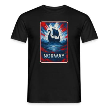 Norway Landscape Flags Design - Men's T-Shirt - black - Front - AI Model Male 178 light (178cm)