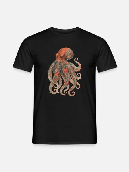 Octopus Yakuza – Watercolor Tattooed Elegance - Men's T-Shirt - black