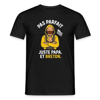 Not perfect just Breton dad – Humour Bretagne - Men's T-Shirt - black - Front - AI Model Male 178 light (178cm)