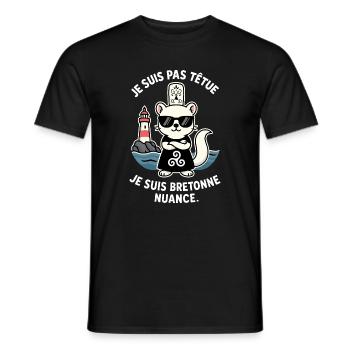 I'm not stubborn hermine bretonne humor brittany - Men's T-Shirt - black - Front - AI Model Male 178 light (178cm)