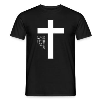 Lumière dans l’obscurité Croix Typographie - T-shirt homme - noir - Devant - AI Model Male 178 light (178cm)