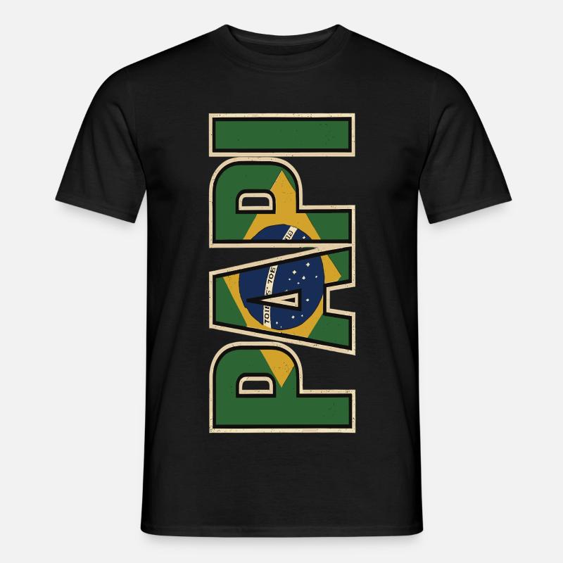 PAPI Brasil – Style rétro avec drapeaux - T-shirt homme - noir