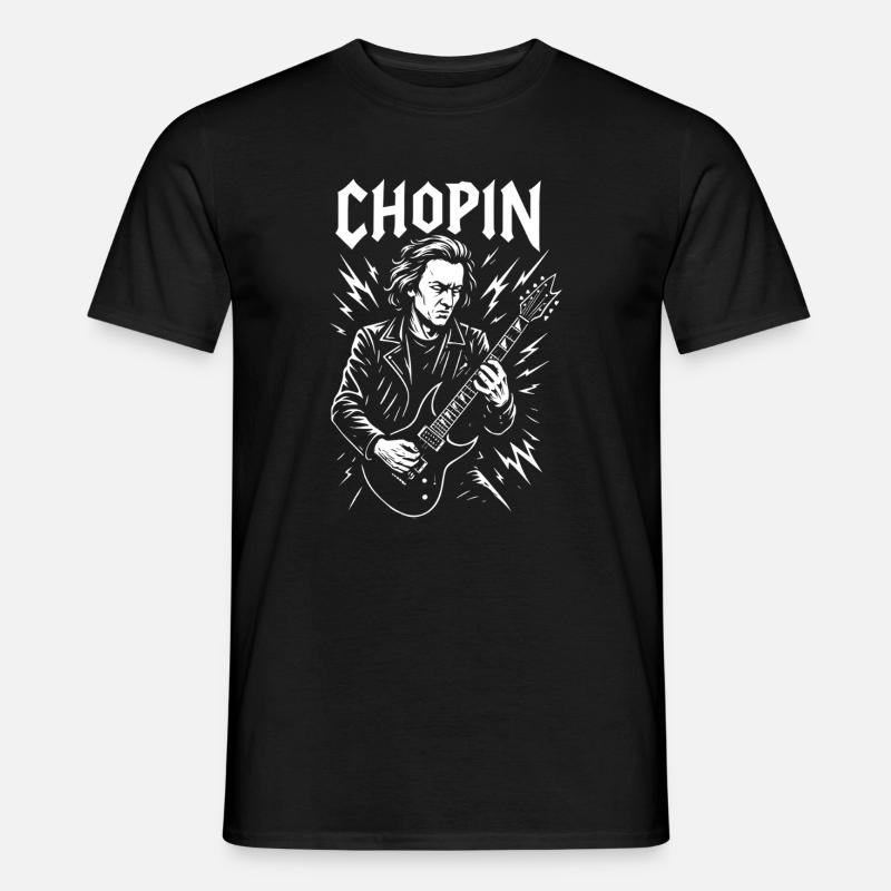 Chopin E-Gitarre Porträt - Männer T-Shirt - Schwarz