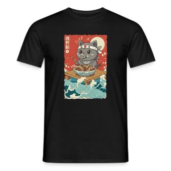Anime Wild Boar - Men's T-Shirt - black - Front - AI Model Male 178 light (178cm)