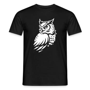 Vigilant Owl – Tattoo Silhouette - Men's T-Shirt - black - Front - AI Model Male 178 light (178cm)