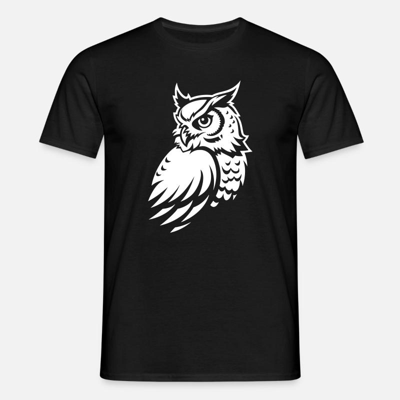 Wachsame Eule – Tattoo Silhouette - Männer T-Shirt - Schwarz