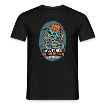 Zombie liebt Gehirn und Eis Humor - Männer T-Shirt - Schwarz - Vorne - AI Model Male 178 light (178cm)