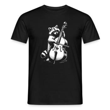 Raccoon plays double bass - Men's T-Shirt - black - Front - AI Model Male 178 light (178cm)