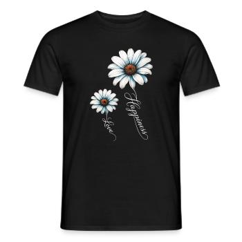 Blaue Gänseblümchen, Glück und Liebe - Männer T-Shirt - Schwarz - Vorne - AI Model Male 178 light (178cm)