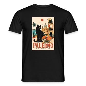 Entdecken Sie Palermo in Italien – Sizilianischer Sommercharme - Männer T-Shirt - Schwarz - Vorne - AI Model Male 178 light (178cm)
