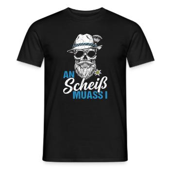 Bayern Dialekt Schädel Lustiger Spruch Alpen Motiv - Männer T-Shirt - Schwarz - Vorne - AI Model Male 178 light (178cm)
