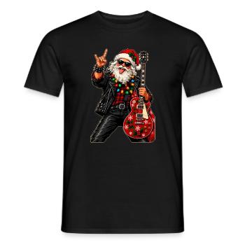 Santa Rock Weihnachtsgitarre - Männer T-Shirt - Schwarz - Vorne - AI Model Male 178 light (178cm)