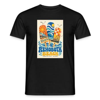 Entdecken Sie Rehoboth Beach im Delaware Retro Seaside - Männer T-Shirt - Schwarz - Vorne - AI Model Male 178 light (178cm)