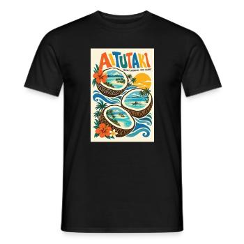 Erleben Sie Aitutaki in der Retro-Lagune der Cookinseln - Männer T-Shirt - Schwarz - Vorne - AI Model Male 178 light (178cm)