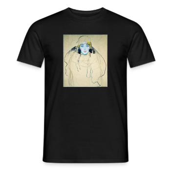 Gustav Klimt - Frauenkopf. 1918. - Männer T-Shirt - Schwarz - Vorne - AI Model Male 178 light (178cm)