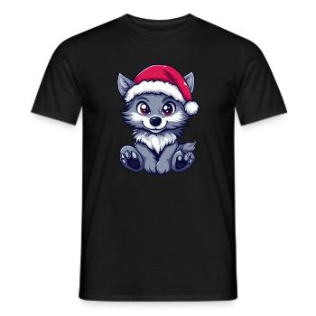 Wolf Christmas - Men's T-Shirt - black - Front - AI Model Male 178 light (178cm)