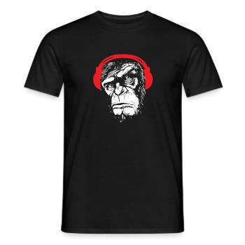 Monkey Headphone Cool Animal Music Bass Gift - Men's T-Shirt - black - Front - AI Model Male 178 light (178cm)
