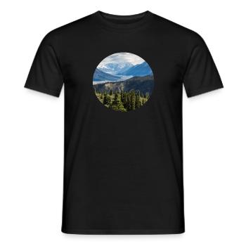 Berg Motiv - Kreis Berge Schnee Wald Motiv - Männer T-Shirt - Schwarz - Vorne - AI Model Male 178 light (178cm)