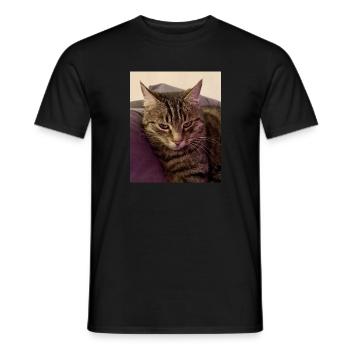 The angry cat - Men's T-Shirt - black - Front - AI Model Male 178 light (178cm)