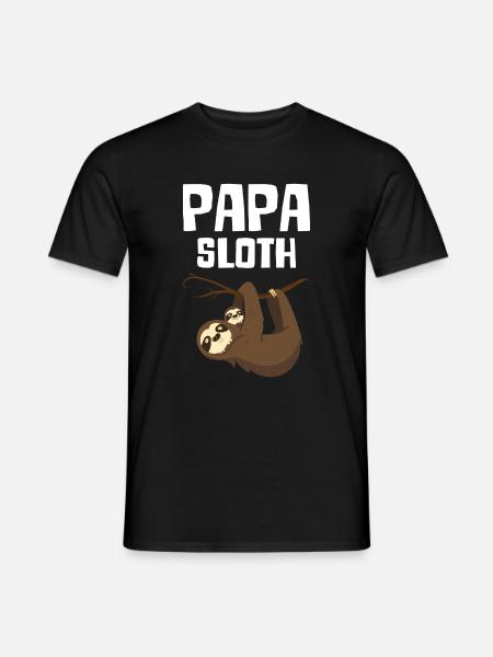 Papa Sloth - Männer T-Shirt - Schwarz