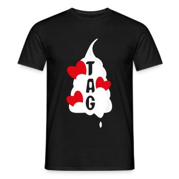 Sahne mit Herzen und viel Liebe. - Männer T-Shirt - Schwarz - Vorne - AI Model Male 178 light (178cm)