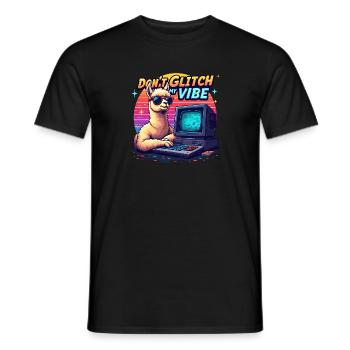 Don't Glitch my Vibe - Retro Gaming Alpaka - Männer T-Shirt - Schwarz - Vorne - AI Model Male 178 light (178cm)