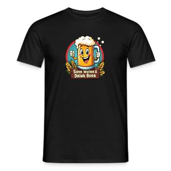 SAVE WATER DRINK BEER - Bierkrug - Männer T-Shirt - Schwarz - Vorne - AI Model Male 178 light (178cm)