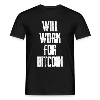 Will Work For Bitcoin 3 - Men's T-Shirt - black - Front - AI Model Male 178 light (178cm)
