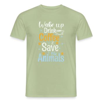 Tierschützer Aktivist Retter Fleischlos - Männer T-Shirt - Sage - Vorne - AI Model Male 178 light (178cm)