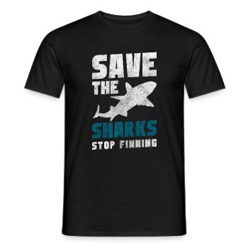 Grand plongeur d’ailerons de requin blanc - T-shirt homme - noir - Devant - AI Model Male 178 light (178cm)