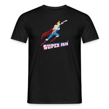 Super Papa Funny Superhero Gift for Daddy T Shirt - Men's T-Shirt - black - Front - AI Model Male 178 light (178cm)