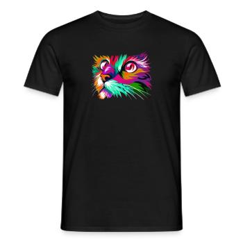 Mignon Chat Graphique Coloré Peinture Femmes Tshirt pour - T-shirt homme - noir - Devant - AI Model Male 178 light (178cm)