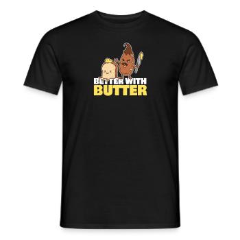 Besser mit Butterbrot & Pan Cool Moustache Knife - Männer T-Shirt - Schwarz - Vorne - AI Model Male 178 light (178cm)