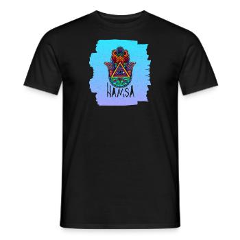 Yoga Namaste Fluchschutz Hindu Buddhismus - Männer T-Shirt - Schwarz - Vorne - AI Model Male 178 light (178cm)