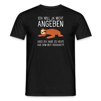 Ich Will Ja Nicht Angeben Faultier Bett Morgen - Männer T-Shirt - Schwarz - Vorne - AI Model Male 178 light (178cm)