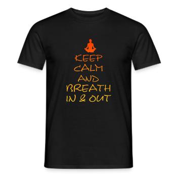 Keep Calm and breath in and out, Yoga, Spruch - Männer T-Shirt - Schwarz - Vorne - AI Model Male 178 light (178cm)
