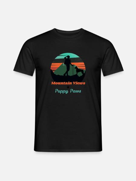 Mountain views and puppy paws - Männer T-Shirt - Schwarz