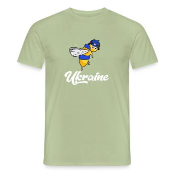soutenir ukraine ukrainebiene freiheit en bleu-jaune - T-shirt homme - vert sauge - Devant - AI Model Male 178 light (178cm)