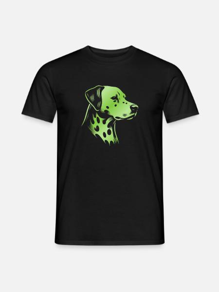 Dalmatian, dog head, drawing green - Men's T-Shirt - black