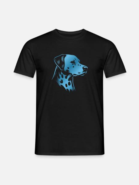Dalmatian, dog head, drawing blue - Men's T-Shirt - black
