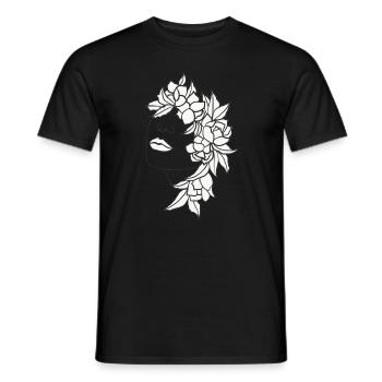 floral head woman flowers leaves art kind portrait - Men's T-Shirt - black - Front - AI Model Male 178 light (178cm)