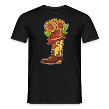Cowboy Boots With Flowers Reiter - Männer T-Shirt - Schwarz - Vorne - AI Model Male 178 light (178cm)