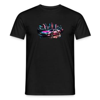 Retro Synthwave Sports Car - Men's T-Shirt - black - Front - AI Model Male 178 light (178cm)
