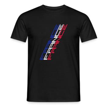 text letters 3 colors france nation blue white red - Men's T-Shirt - black - Front - AI Model Male 178 light (178cm)
